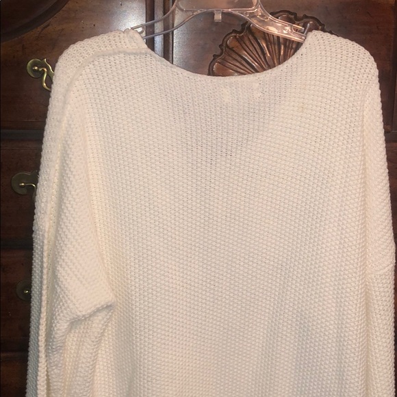 New Lucky Brand size L pretty white v neck sweater - Picture 8 of 10
